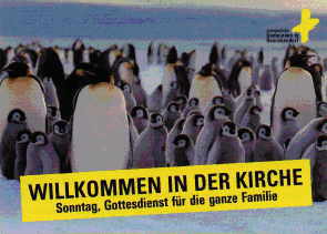 Willkommen in der Kirche - Pinguinmotiv